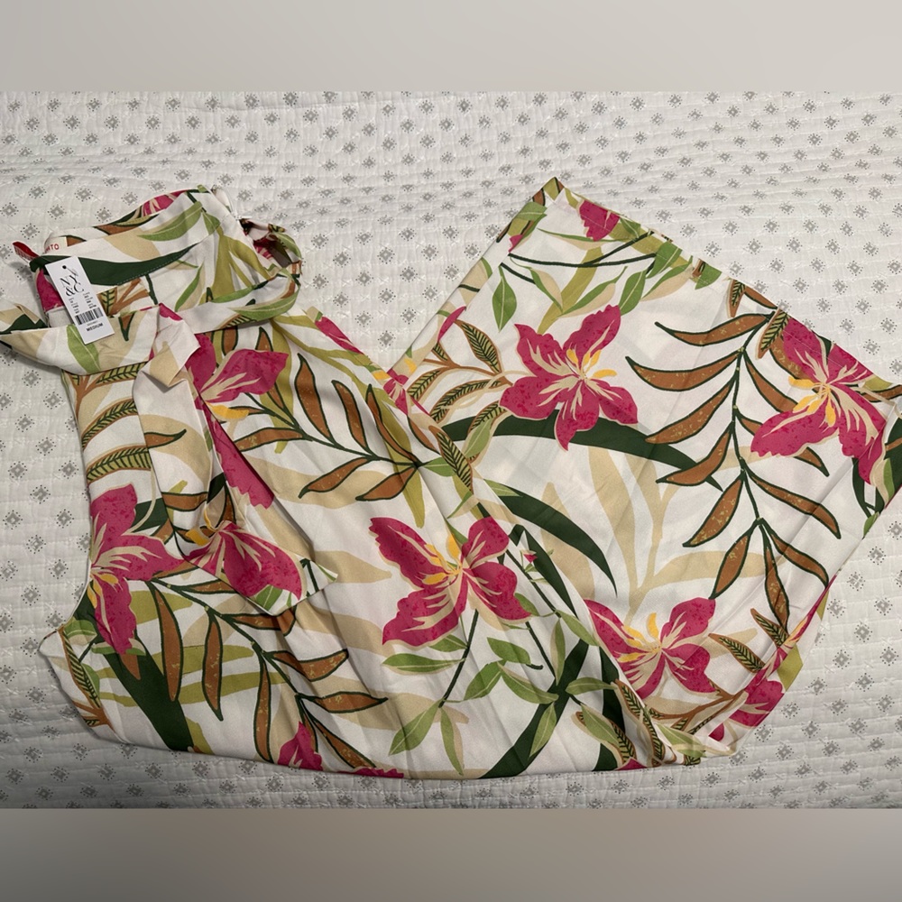 New York and company belt tropical wide pant